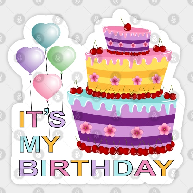 It's My Birthday Sticker by Designoholic